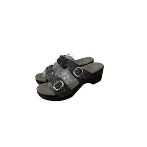Dansko Sophie Sandals Shoes Womens Size 9.5/10 US 40 EU Black Shagreen Leather